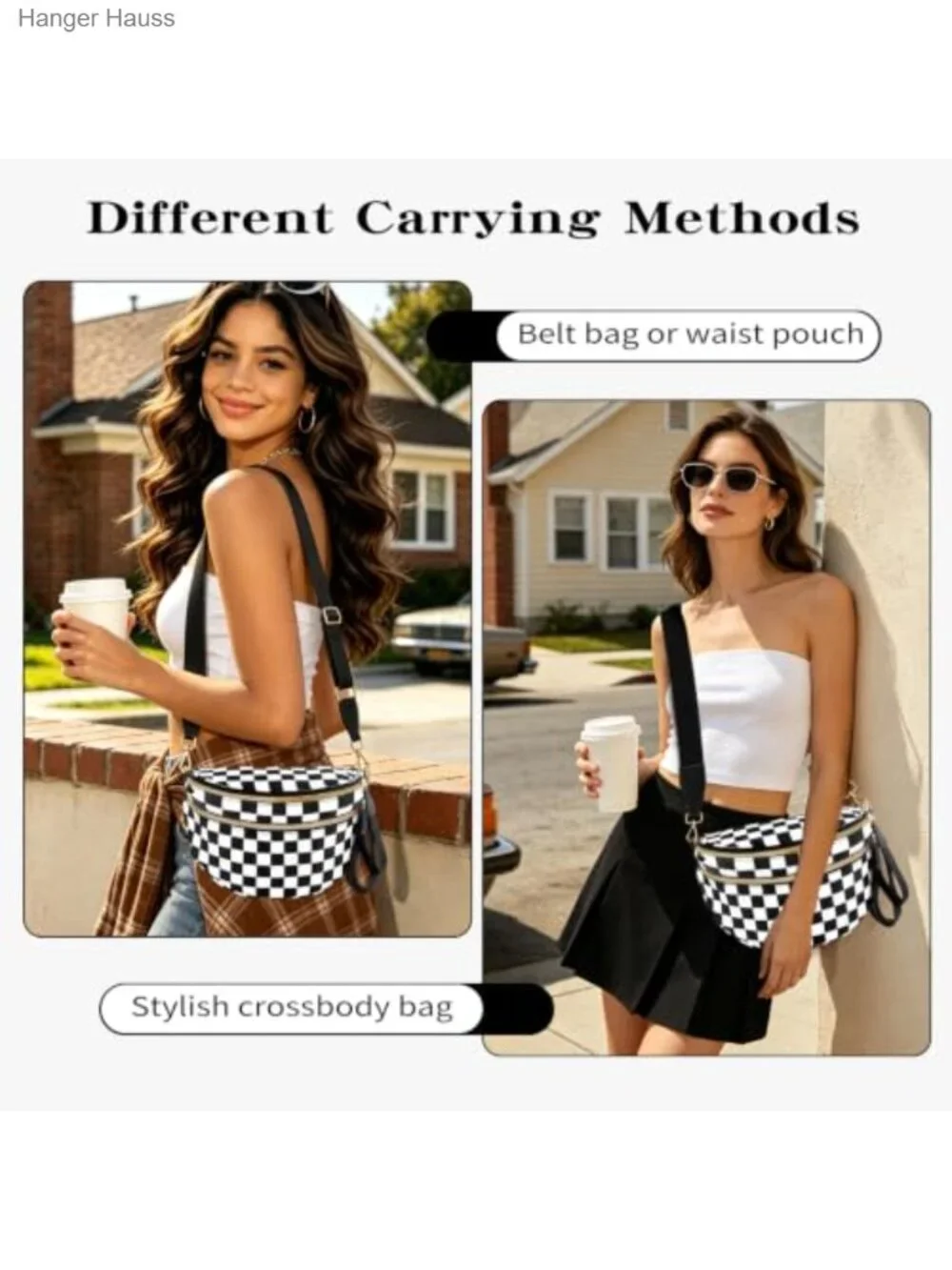 Nylon Crossbody Bum Bag for Women, Spacious Fanny Pack with Adjustable Strap